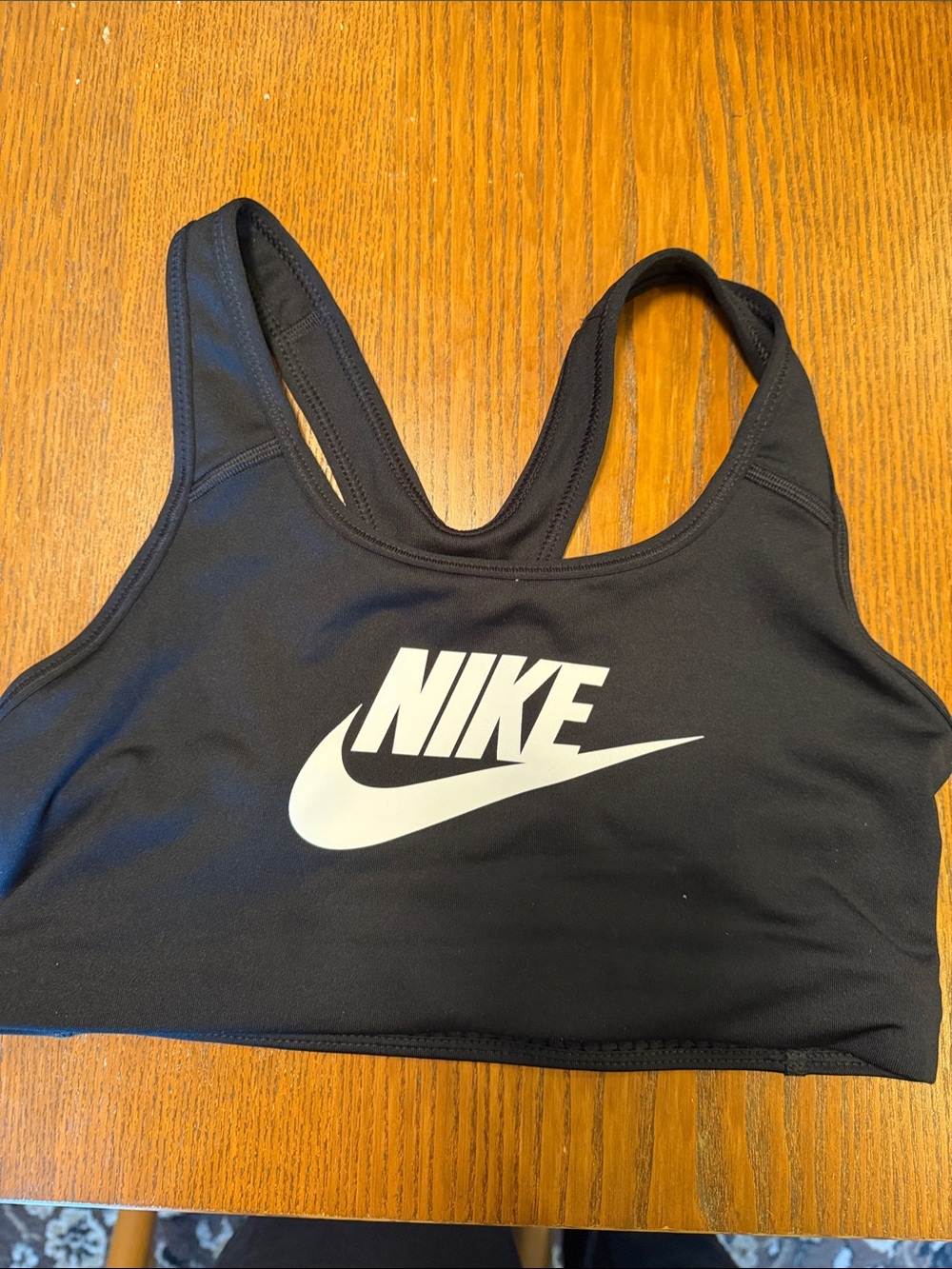 Nike Black Sports Bra Top with White Logo